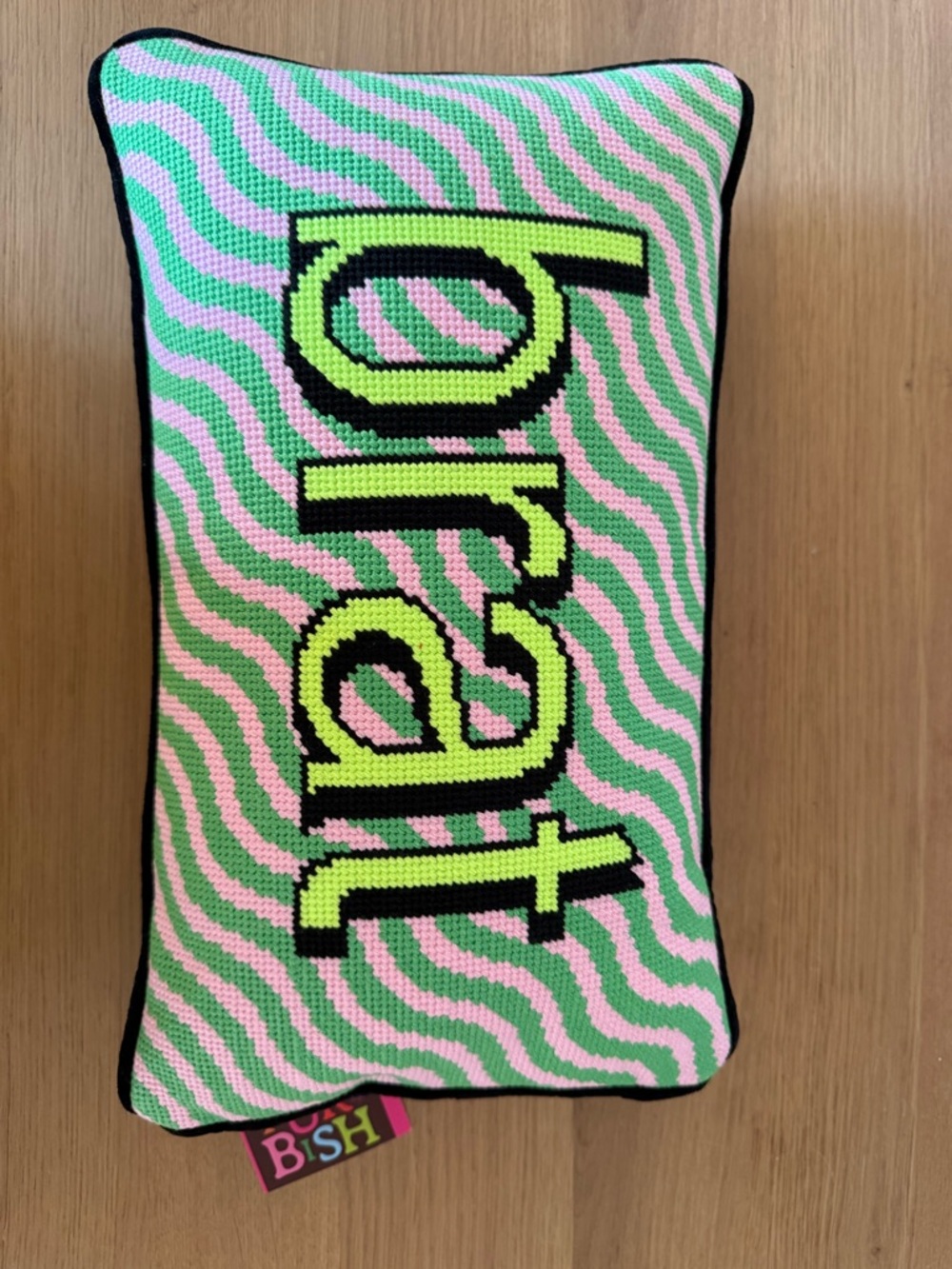 Brat needlepoint pillow